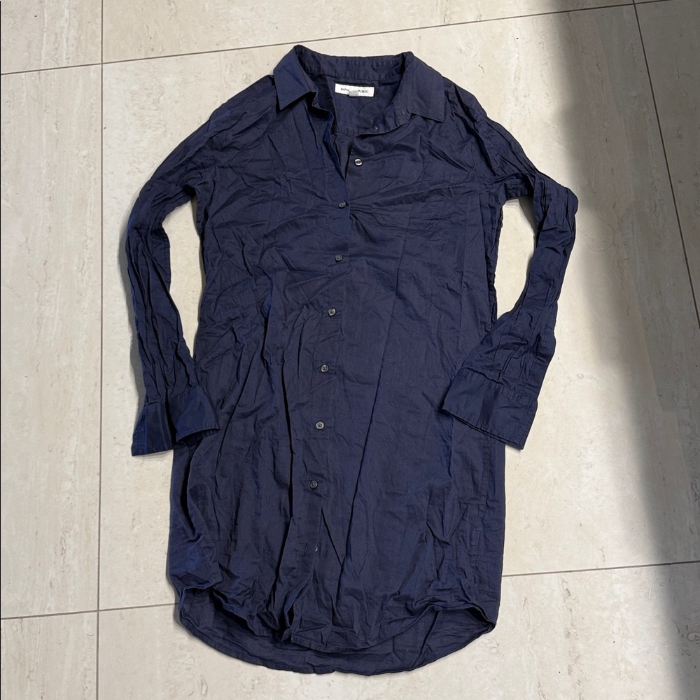 Banana republic Navy Button-Up Shirt Dress